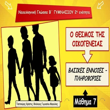 Ο θεσμός της οικογένειας. 2η Ενότητα Γλώσσας Β΄ Γυμνασίου