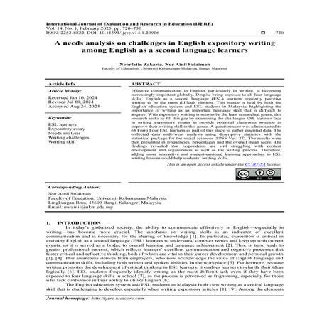 A needs analysis on challenges in English expository writing among ...
