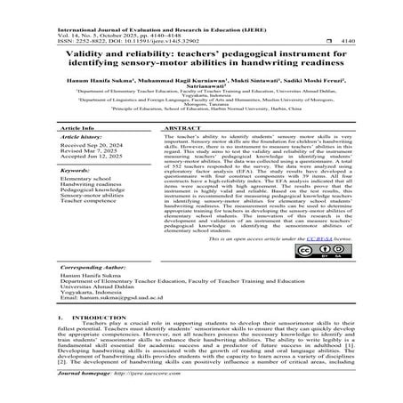 Validity and reliability: teachers’ pedagogical instrument for ...