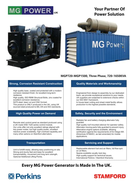 MGP720-MGP1500, THREE PHASE, 720-1650KVA