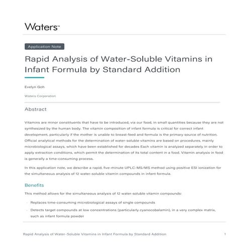 water soluble vitamin in lcmsms -waters application note
