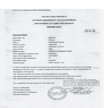 Degree Transcript | PDF