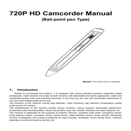 720 p new spy pen camera user guide
