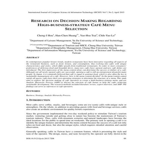 R ESEARCH ON  D ECISION  M AKING  R EGARDING  H IGH - BUSINESS - STRATEGY  C ...