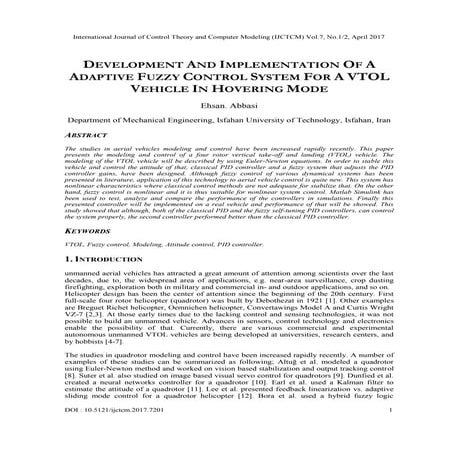 DEVELOPMENT AND IMPLEMENTATION OF A ADAPTIVE FUZZY CONTROL SYSTEM FOR A VTOL ...