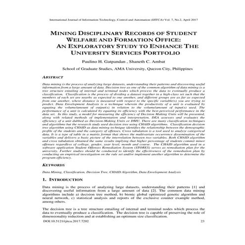 MINING DISCIPLINARY RECORDS OF STUDENT WELFARE AND FORMATION OFFICE: AN EXPLO...