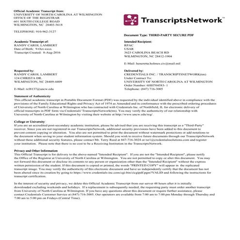 Transcript 6HH7045831 UNCW