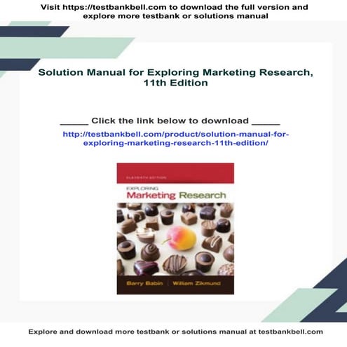 Solution Manual for Exploring Marketing Research, 11th Edition