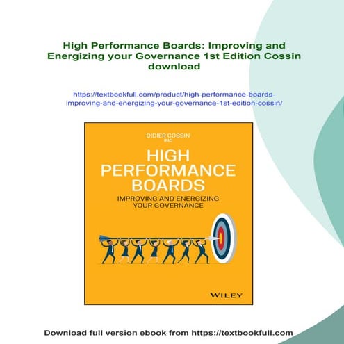 High Performance Boards: Improving and Energizing your Governance 1st Edition...