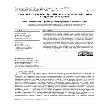 Smart transit payment for university campus transportation using RFID card sy...