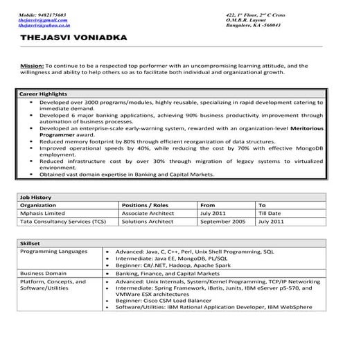 RESUME Lite - Thejasvi V