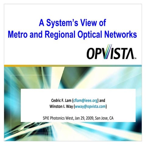 A System's View of Metro and Regional Optical Networks