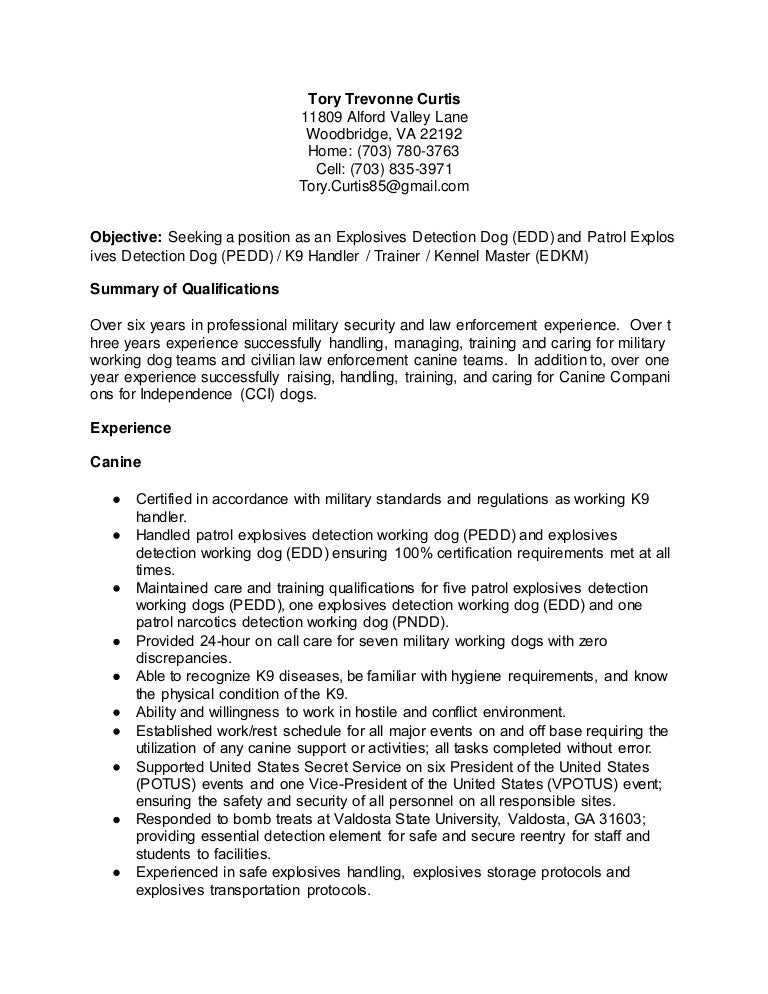 dog trainer resume