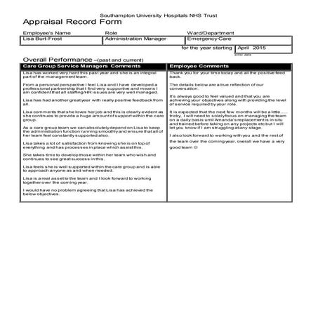 Annual Appraisal and development review May 2016