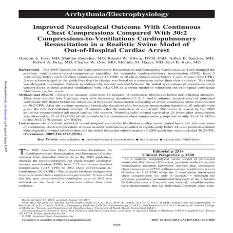 Improved Neurological Outcome with CCC compared with 302 Compressions to Vent...