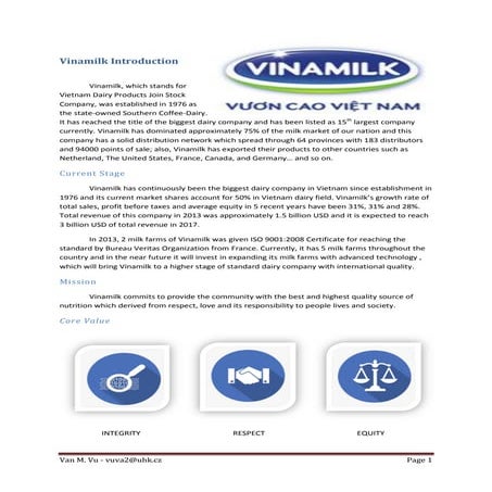 Vinamilk Supply Chain Management Project - Van M. Vu
