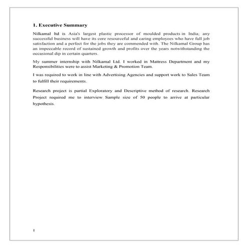 Customer analysis of nilkamal mattress