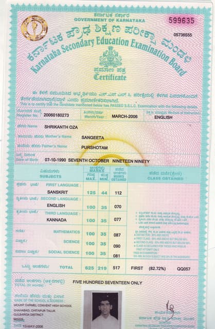 SSLC MarksCard | PDF