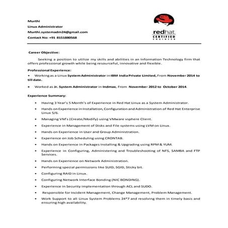 Linux Admin with 3.5Years