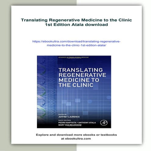 Translating Regenerative Medicine to the Clinic 1st Edition Atala