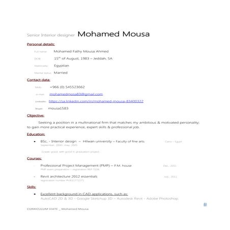 CURRICULUM VIATE_Senior interior designer Mohamed Fathy Mousa Ahmed 
