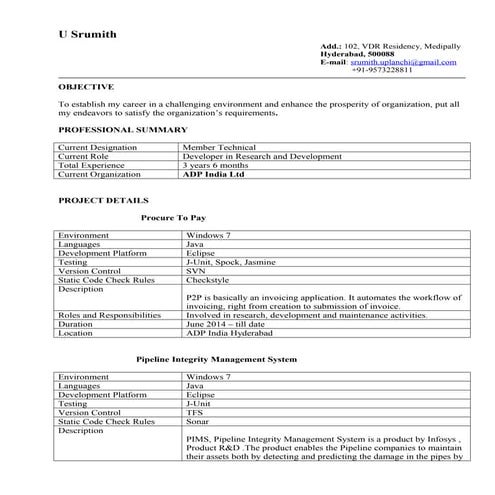 Srumith - CV