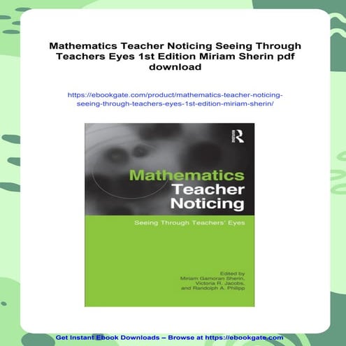 Mathematics Teacher Noticing Seeing Through Teachers Eyes 1st Edition Miriam ...