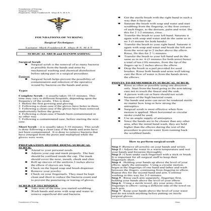 Surgical Scrubbing,Downing and Gloving