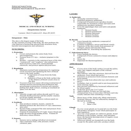 Integumentary Handouts