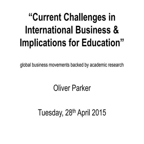 Current Challenges in International Business
