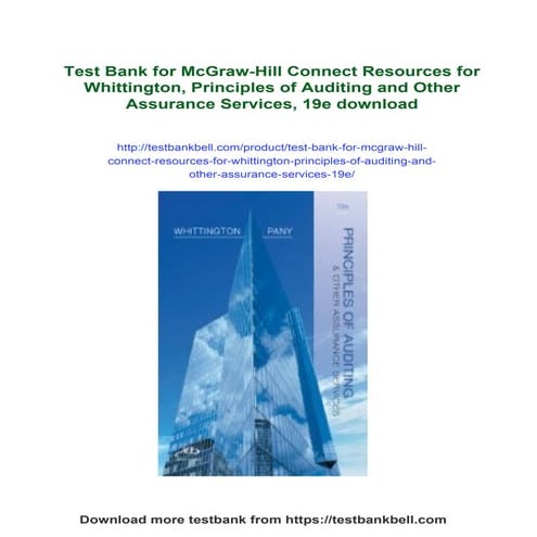 Test Bank for McGraw-Hill Connect Resources for Whittington, Principles ...