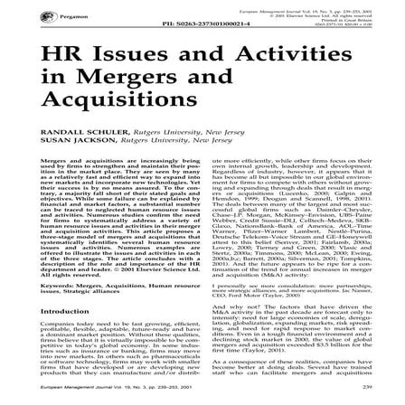 HR Challenges in Merger & Acquisition