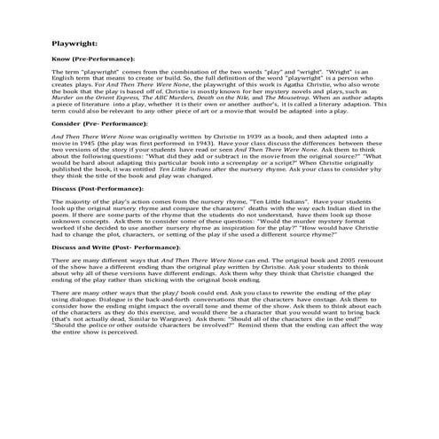 And Then There Were None Study Guide