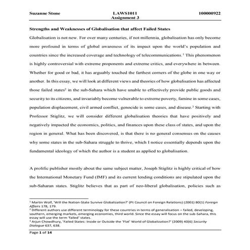 Globalisation & Law Final Assignment (Distinction)