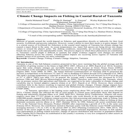 Climate Change Impacts on Fishing in Coastal Rural Tanzania published | PDF