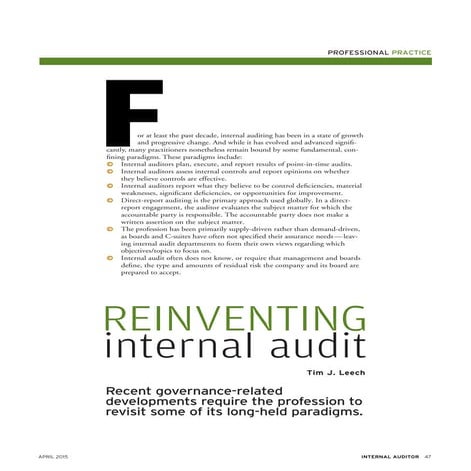 Prepare for the 2013 COSO Internal Control Framework—Start Now | PDF