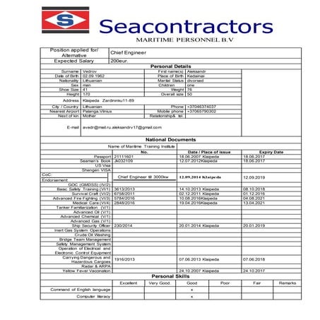 M Adham Badr CV of detailed Offshore Operations | DOC