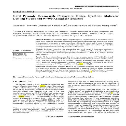 Novel Hybrid Molecules of Isoxazole Chalcone Derivatives: Synthesis and ...