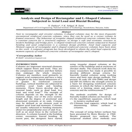 Analysis and Design of Rectangular and L-Shaped Columns Subjected to Axial Lo...