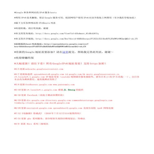 Google和各种网站的IPv6服务hosts列表