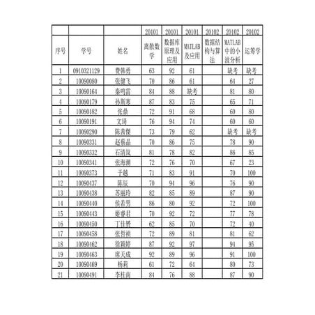 2009级 截止至2011年1月成绩汇总表