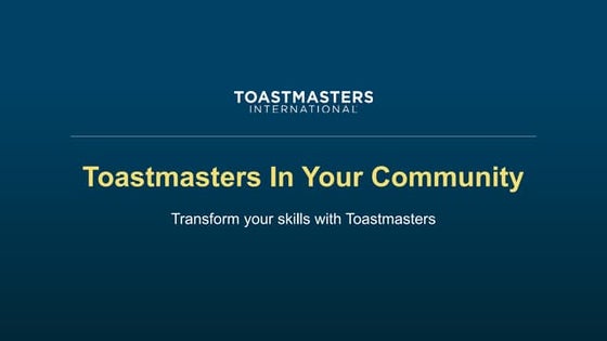 Introduction to Toastmasters | PPTX
