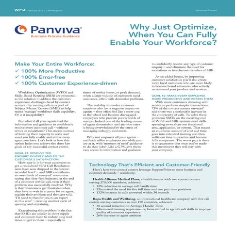 Panviva-Don't just optimize WFO article