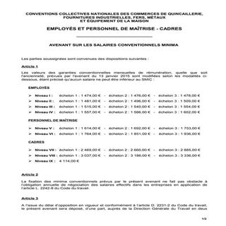 IDCC 1383 avenant du 20 janvier 2016
