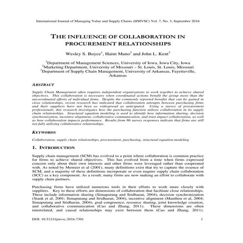 FACTORS AFFECTING THE COLLABORATION IN SUPPLY CHAIN OF MECHANICAL ...