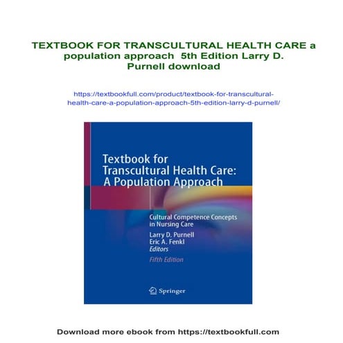TEXTBOOK FOR TRANSCULTURAL HEALTH CARE a population approach  5th Edition Lar...