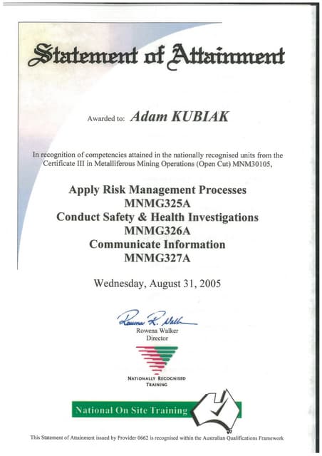 Apply Risk Management Processes certificate | PDF