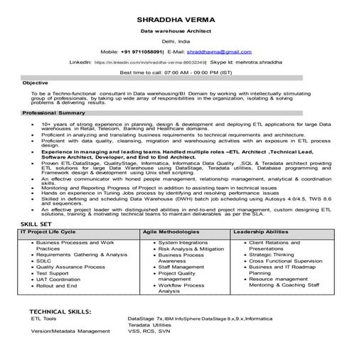 Shraddha Verma_IT_ETL Architect_10+_CV
