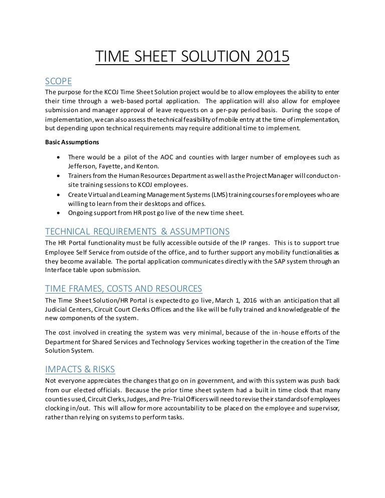 time sheet solution 2015 special project