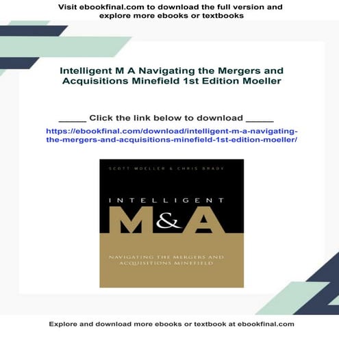 Intelligent M A Navigating the Mergers and Acquisitions Minefield 1st ...